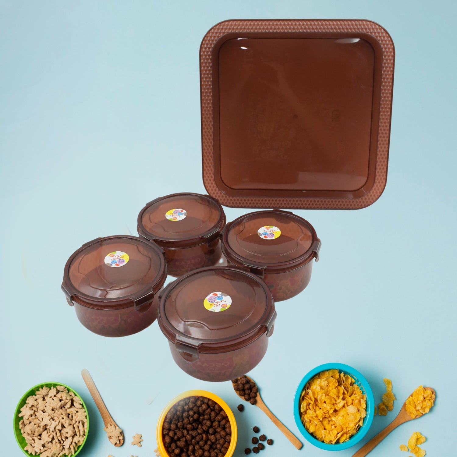 3646 Elegance Tray, Plastic Airtight 4 Pieces Storage Container and 1 Piece Serving Tray with Lids 3646 Elegance Tray, Plastic Airtight 4 Pieces Storage Container and 1 Piece Serving Tray with Lids